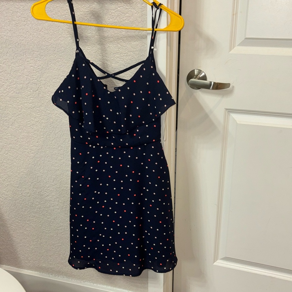 Polka dot navy blue dress